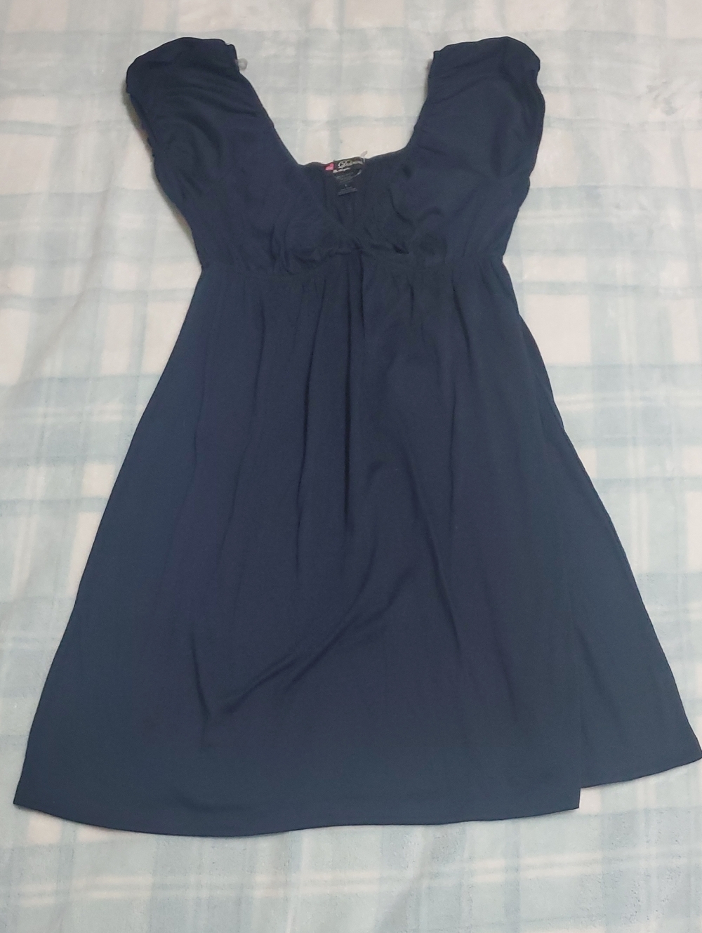 Women's Navy Mini Dress - Classic Empire Waist